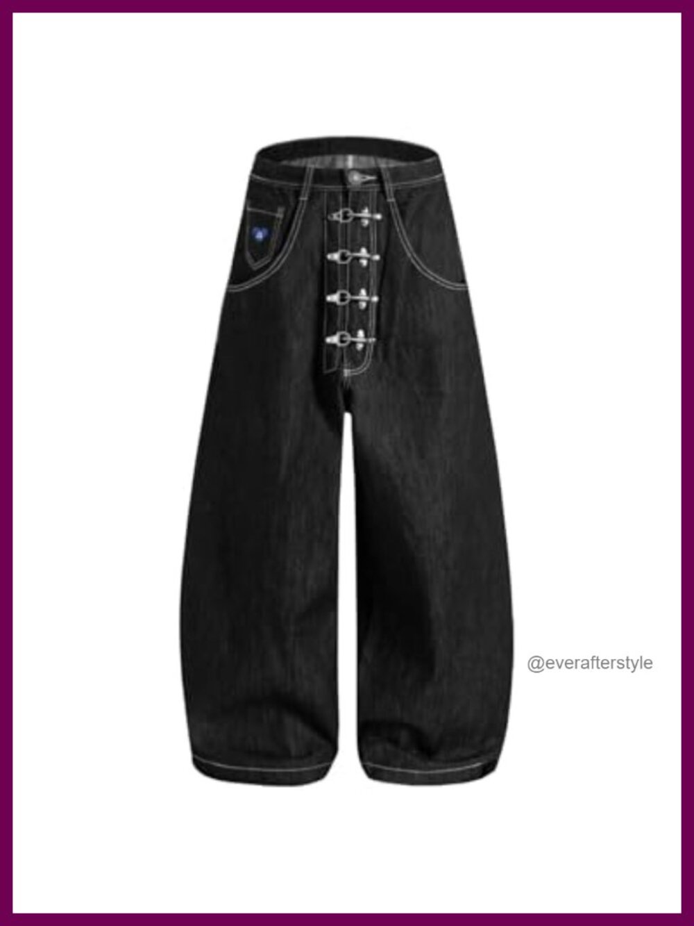 Metal Button Raw Barrel Jeans Baggy Wide Leg Denim Streetwear Y2K Unisex